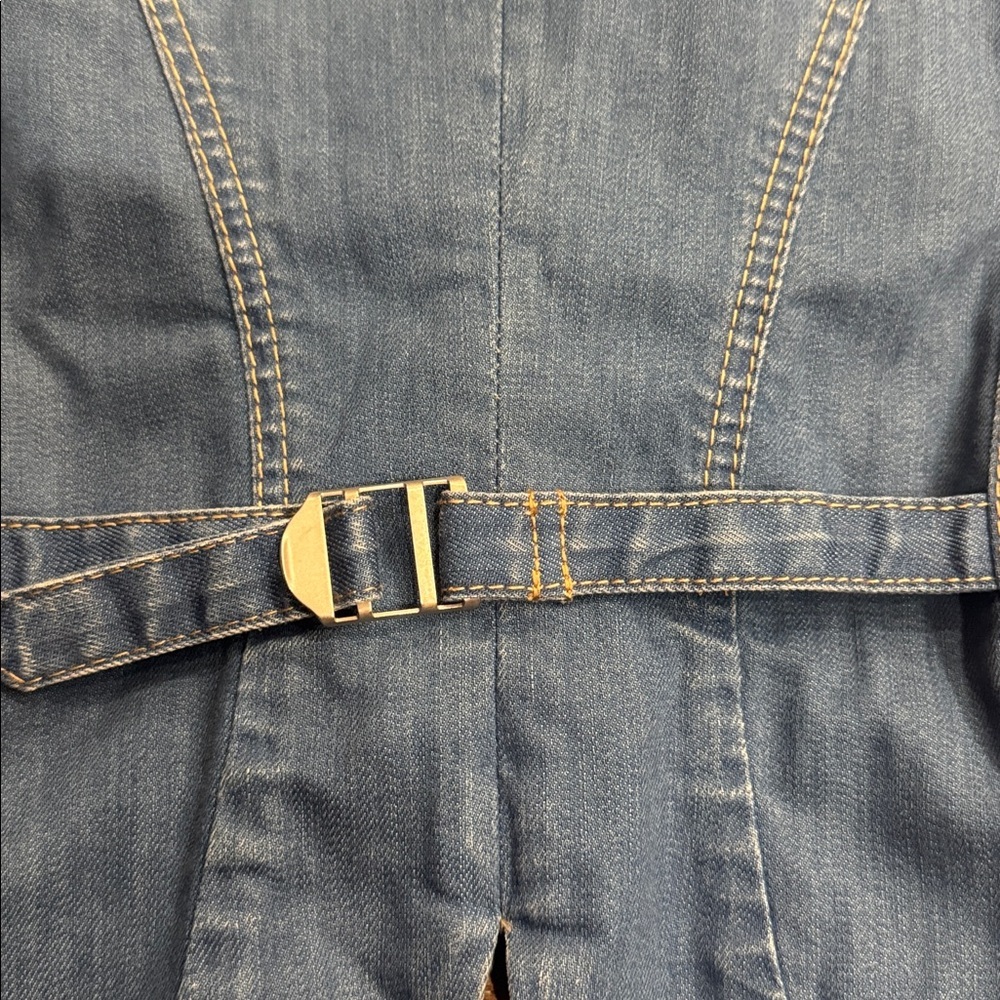 BCBG Max Azria Denim Blazer Tail Hem Structured Jacket XS/S Edgy Designer - Picture 7 of 7
